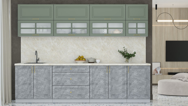 Изображение товара Кухонный гарнитур Интерлиния Мила Шато 2.9Б (мята/керамика/опал светлый)