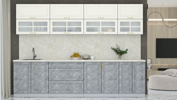 Изображение товара Кухонный гарнитур Интерлиния Мила Шато 3.0Б (белый/керамика/опал светлый)