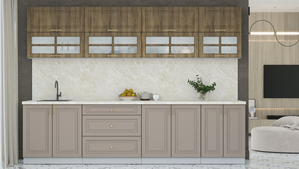 Изображение товара Кухонный гарнитур Интерлиния Мила Шато 3.0Б (дуб вотан/луна/опал светлый)