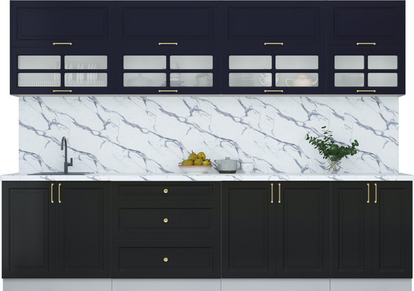 Изображение товара Кухонный гарнитур Интерлиния Мила Шато 3.0Б (индиго/черный/белый гранит)