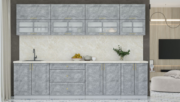 Изображение товара Кухонный гарнитур Интерлиния Мила Шато 3.0Б (керамика/керамика/опал светлый)