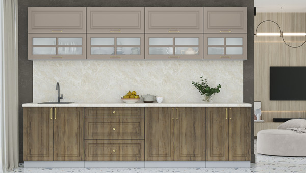 Изображение товара Кухонный гарнитур Интерлиния Мила Шато 3.0Б (луна/дуб вотан/опал светлый)