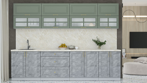 Изображение товара Кухонный гарнитур Интерлиния Мила Шато 3.0Б (мята/керамика/опал светлый)