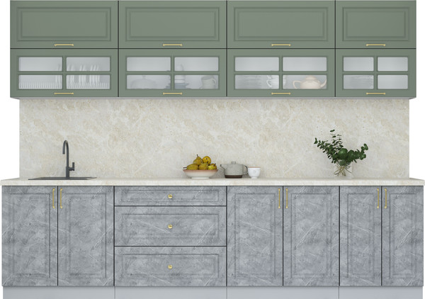 Изображение товара Кухонный гарнитур Интерлиния Мила Шато 3.0Б (мята/керамика/опал светлый)