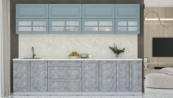 Изображение товара Кухонный гарнитур Интерлиния Мила Шато 3.0Б (океан/керамика/опал светлый)