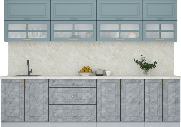 Изображение товара Кухонный гарнитур Интерлиния Мила Шато 3.0Б (океан/керамика/опал светлый)