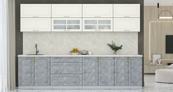 Изображение товара Кухонный гарнитур Интерлиния Мила Шато 3.1Б (белый/керамика/опал светлый)