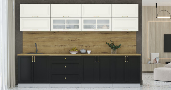 Изображение товара Кухонный гарнитур Интерлиния Мила Шато 3.1Б (белый/черный/дуб бунратти)