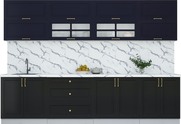 Изображение товара Кухонный гарнитур Интерлиния Мила Шато 3.1Б (индиго/черный/белый гранит)