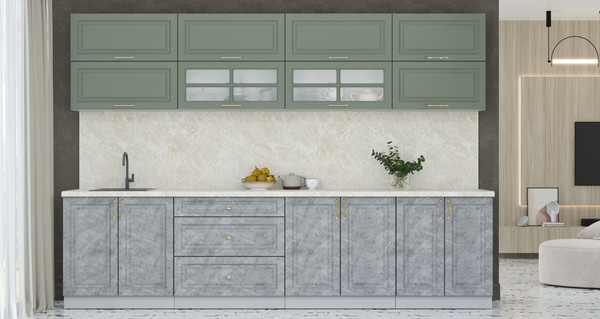 Изображение товара Кухонный гарнитур Интерлиния Мила Шато 3.1Б (мята/керамика/опал светлый)