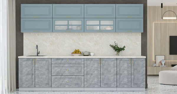 Изображение товара Кухонный гарнитур Интерлиния Мила Шато 3.1Б (океан/керамика/опал светлый)