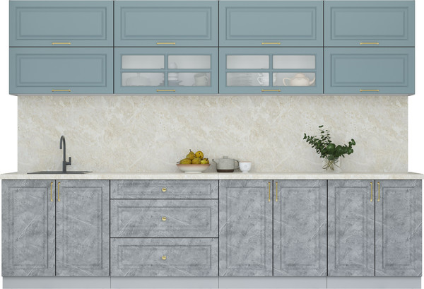 Изображение товара Кухонный гарнитур Интерлиния Мила Шато 3.1Б (океан/керамика/опал светлый)