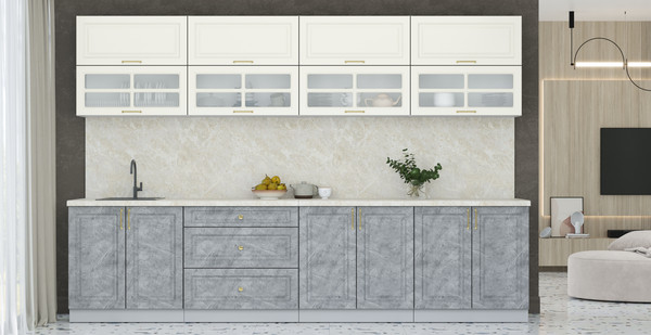 Изображение товара Кухонный гарнитур Интерлиния Мила Шато 3.2Б (белый/керамика/опал светлый)