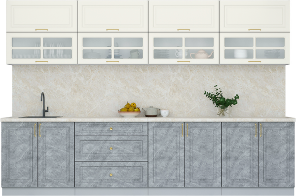 Изображение товара Кухонный гарнитур Интерлиния Мила Шато 3.2Б (белый/керамика/опал светлый)