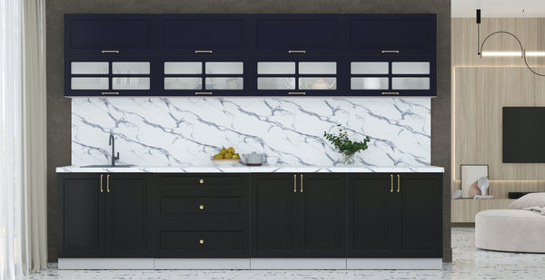 Изображение товара Кухонный гарнитур Интерлиния Мила Шато 3.2Б (индиго/черный/белый гранит)