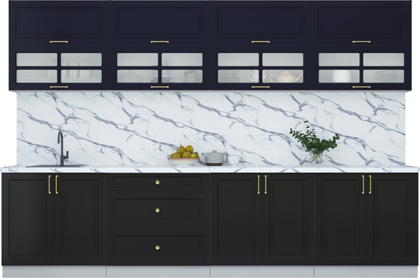 Изображение товара Кухонный гарнитур Интерлиния Мила Шато 3.2Б (индиго/черный/белый гранит)