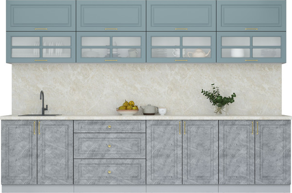 Изображение товара Кухонный гарнитур Интерлиния Мила Шато 3.2Б (океан/керамика/опал светлый)