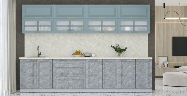 Изображение товара Кухонный гарнитур Интерлиния Мила Шато 3.2Б (океан/керамика/опал светлый)