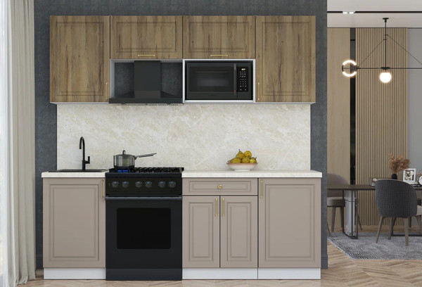 Изображение товара Кухонный гарнитур Интерлиния Мила Шато 2.2В (дуб вотан/луна/опал светлый)