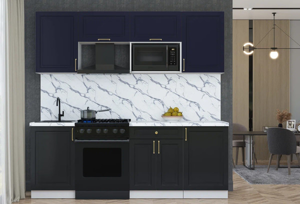 Изображение товара Кухонный гарнитур Интерлиния Мила Шато 2.2В (индиго/черный/белый гранит)