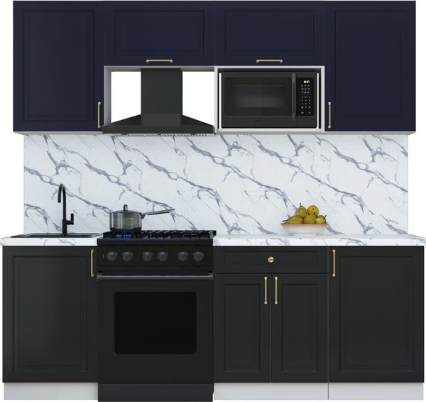 Изображение товара Кухонный гарнитур Интерлиния Мила Шато 2.2В (индиго/черный/белый гранит)
