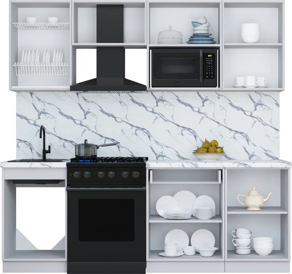 Изображение товара Кухонный гарнитур Интерлиния Мила Шато 2.2В (индиго/черный/белый гранит)