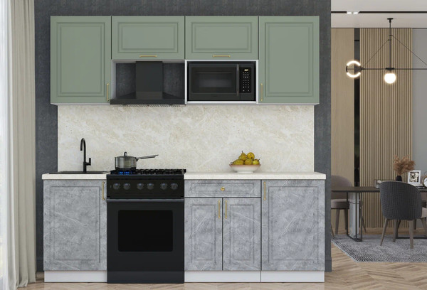 Изображение товара Кухонный гарнитур Интерлиния Мила Шато 2.2В (мята/керамика/опал светлый)