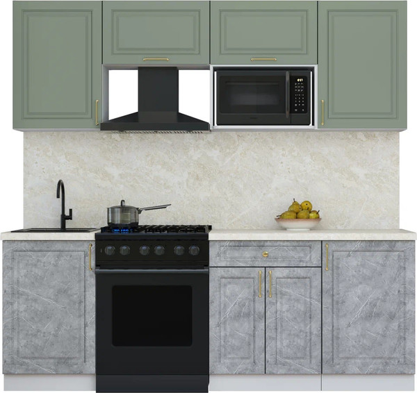 Изображение товара Кухонный гарнитур Интерлиния Мила Шато 2.2В (мята/керамика/опал светлый)