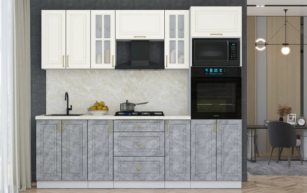 Изображение товара Кухонный гарнитур Интерлиния Мила Шато 2.4В (белый/керамика/опал светлый)