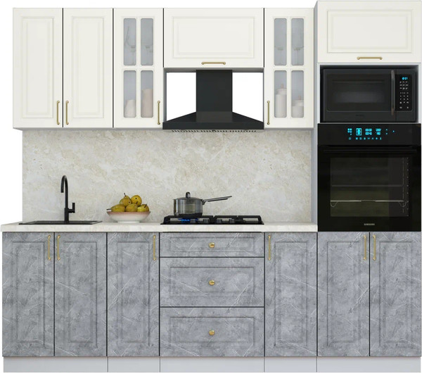 Изображение товара Кухонный гарнитур Интерлиния Мила Шато 2.4В (белый/керамика/опал светлый)