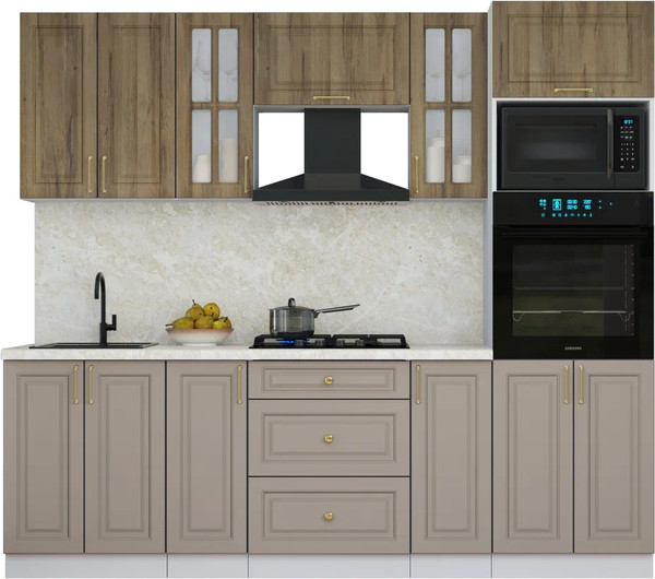 Изображение товара Кухонный гарнитур Интерлиния Мила Шато 2.4В (дуб вотан/луна/опал светлый)