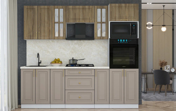 Изображение товара Кухонный гарнитур Интерлиния Мила Шато 2.4В (дуб вотан/луна/опал светлый)