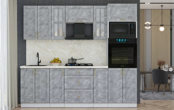 Изображение товара Кухонный гарнитур Интерлиния Мила Шато 2.4В (керамика/керамика/опал светлый)