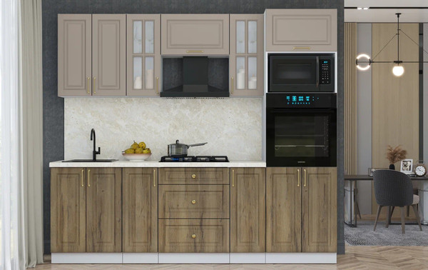 Изображение товара Кухонный гарнитур Интерлиния Мила Шато 2.4В (луна/дуб вотан/опал светлый)