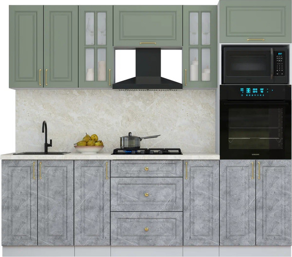 Изображение товара Кухонный гарнитур Интерлиния Мила Шато 2.4В (мята/керамика/опал светлый)