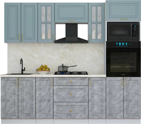 Изображение товара Кухонный гарнитур Интерлиния Мила Шато 2.4В (океан/керамика/опал светлый)