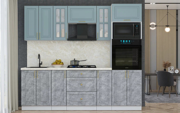 Изображение товара Кухонный гарнитур Интерлиния Мила Шато 2.4В (океан/керамика/опал светлый)