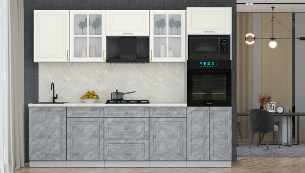 Изображение товара Кухонный гарнитур Интерлиния Мила Шато 2.7В (белый/керамика/опал светлый)