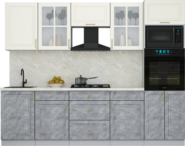 Изображение товара Кухонный гарнитур Интерлиния Мила Шато 2.7В (белый/керамика/опал светлый)