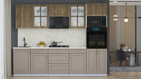 Изображение товара Кухонный гарнитур Интерлиния Мила Шато 2.7В (дуб вотан/луна/опал светлый)