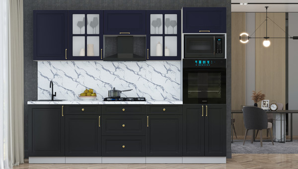 Изображение товара Кухонный гарнитур Интерлиния Мила Шато 2.7В (индиго/черный/белый гранит)