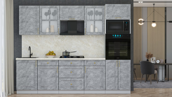 Изображение товара Кухонный гарнитур Интерлиния Мила Шато 2.7В (керамика/керамика/опал светлый)