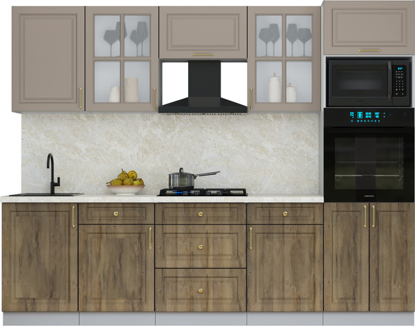 Изображение товара Кухонный гарнитур Интерлиния Мила Шато 2.7В (луна/дуб вотан/опал светлый)