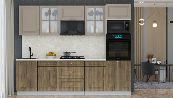 Изображение товара Кухонный гарнитур Интерлиния Мила Шато 2.7В (луна/дуб вотан/опал светлый)