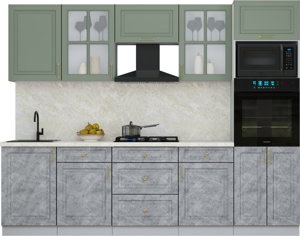 Изображение товара Кухонный гарнитур Интерлиния Мила Шато 2.7В (мята/керамика/опал светлый)