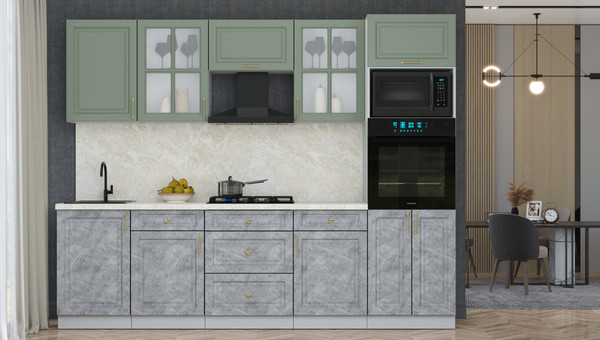 Изображение товара Кухонный гарнитур Интерлиния Мила Шато 2.7В (мята/керамика/опал светлый)