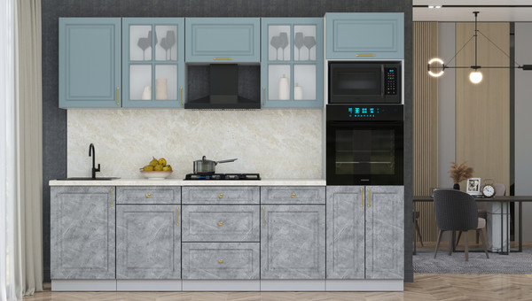 Изображение товара Кухонный гарнитур Интерлиния Мила Шато 2.7В (океан/керамика/опал светлый)