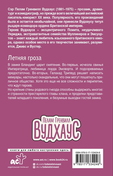Изображение товара Книга АСТ Летняя гроза, мягкая обложка (Вудхаус Пелам)