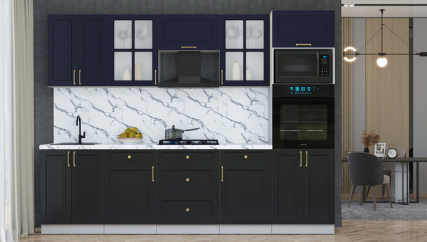 Изображение товара Кухонный гарнитур Интерлиния Мила Шато 2.8В (индиго/черный/белый гранит)
