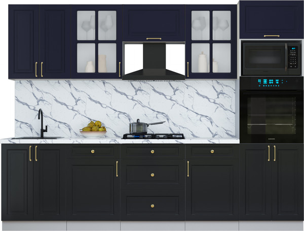 Изображение товара Кухонный гарнитур Интерлиния Мила Шато 2.8В (индиго/черный/белый гранит)